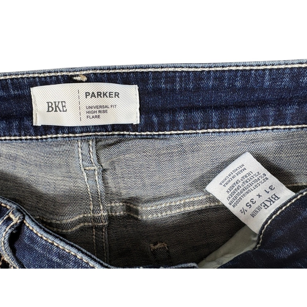 BKE Parker‎ Universal Fit Flare Jeans Womens 31x35 Blue Denim Cotton High Rise - Picture 4 of 7